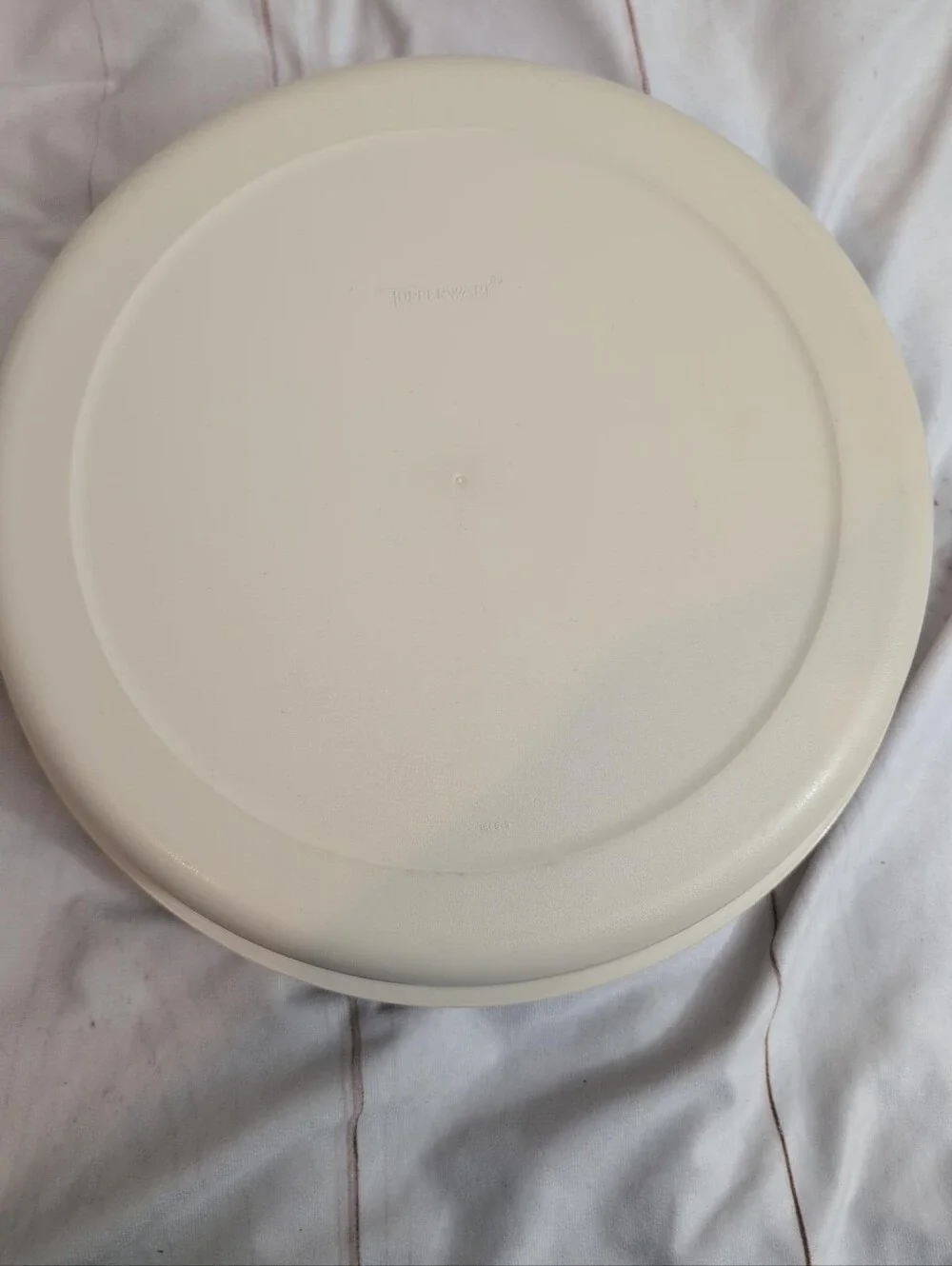 Vintage Tupperware Serving Center 1665 Almond 6 Compartment Party Tray w Lid